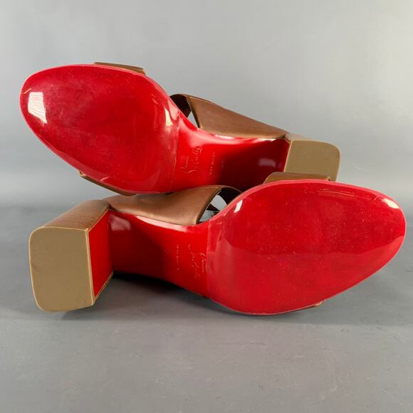 Size 9.5 Patrouille Brown Leather Elastic Straps Block Heel Sandals - Picture 6 of 8